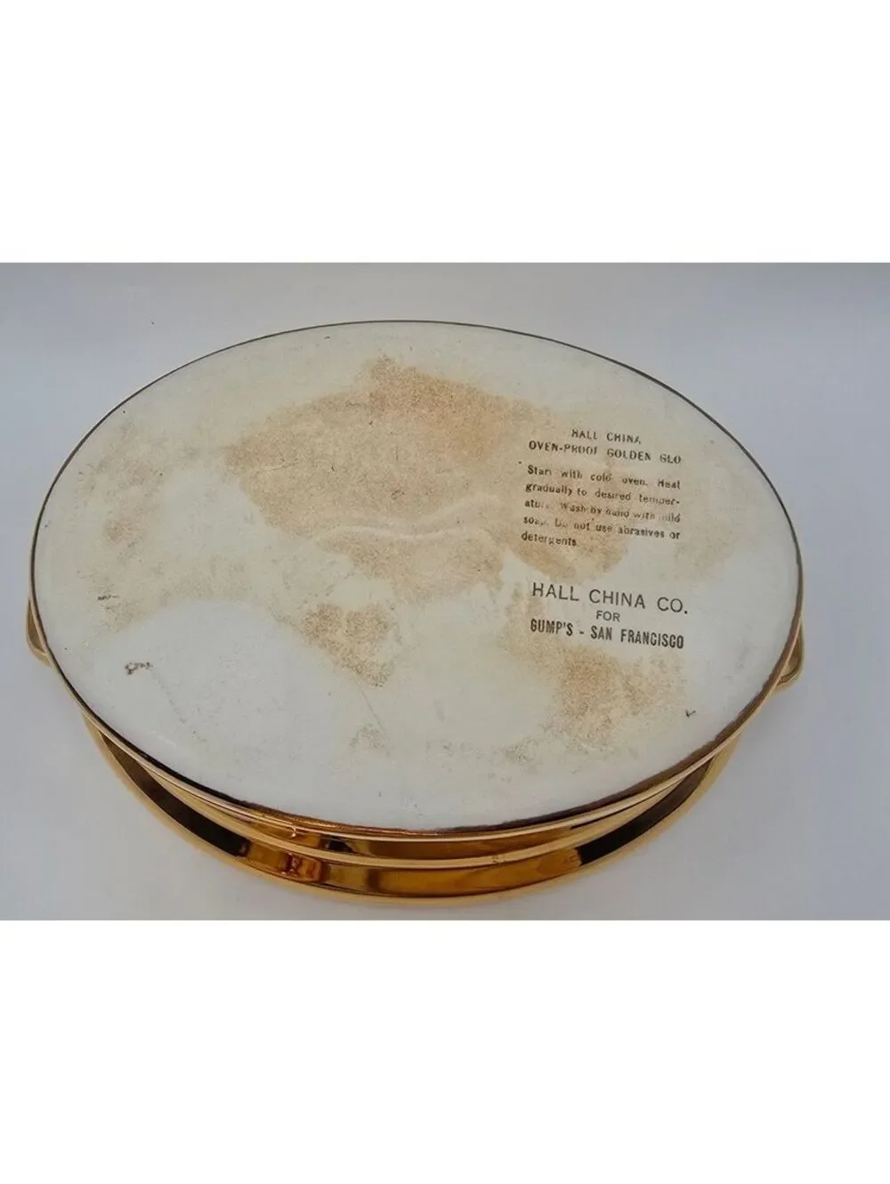 Vintage Hall China Golden Glo 24K Duck Covered Casserole Gump's San Francisco